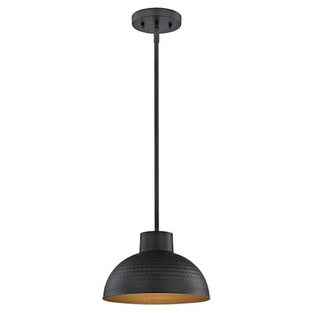 Westinghouse One-Light Indoor Pendant Hammered ORB Metal Shade Gld Interior 6309900